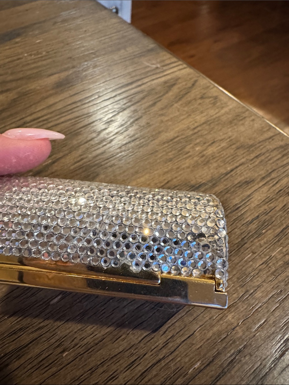 Judith Leiber Crystal Embellished Gold lipstick holder - Picture 8 of 10